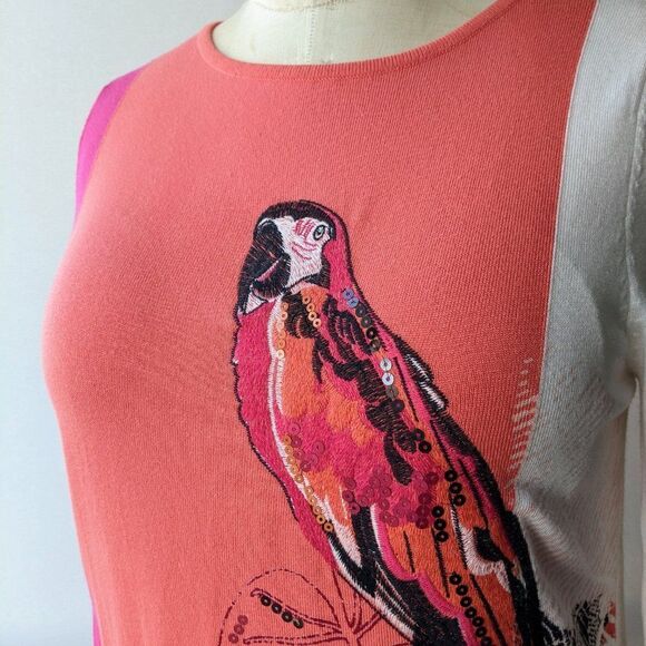 Gerry Weber Collection - Color Block Sweater with Embroidered Parrot - Picture 2 of 5